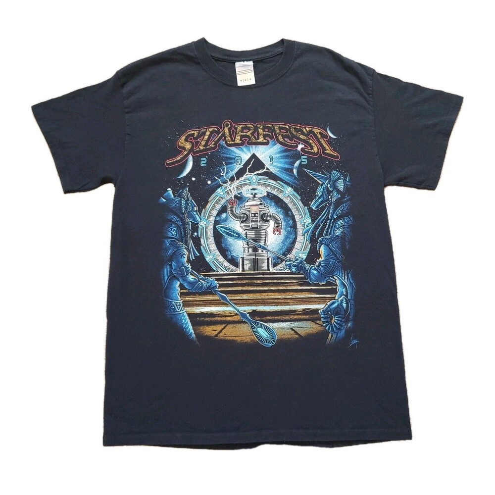 Starfest 2015 Mens Size Medium Mens Black Gildan T-Shirt Space Robot